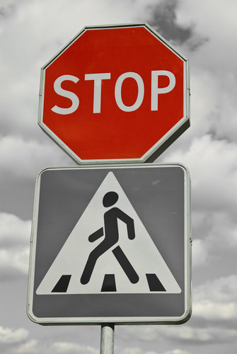 stop and cross walk road signs
